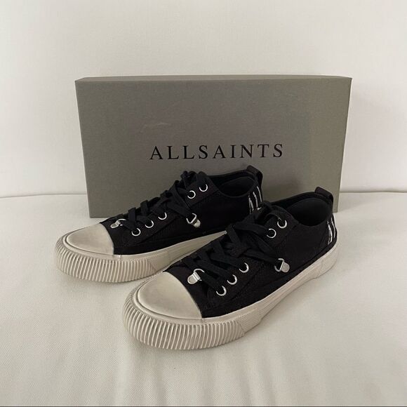 ⭕️ ALL SAINTS Sneakers Black Low Top Designer 9 39 - Picture 2 of 7